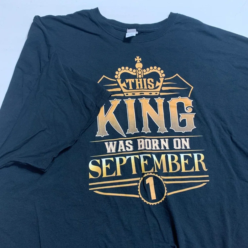Fruit‎ of the Loom Mens 5XL Black September Birthday King Graphic T-Shirt Cotton